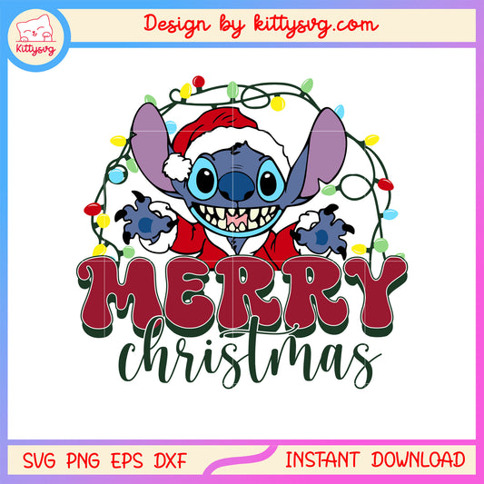 Disney stitch character happy christmas svg, stitch disney cartoon svg