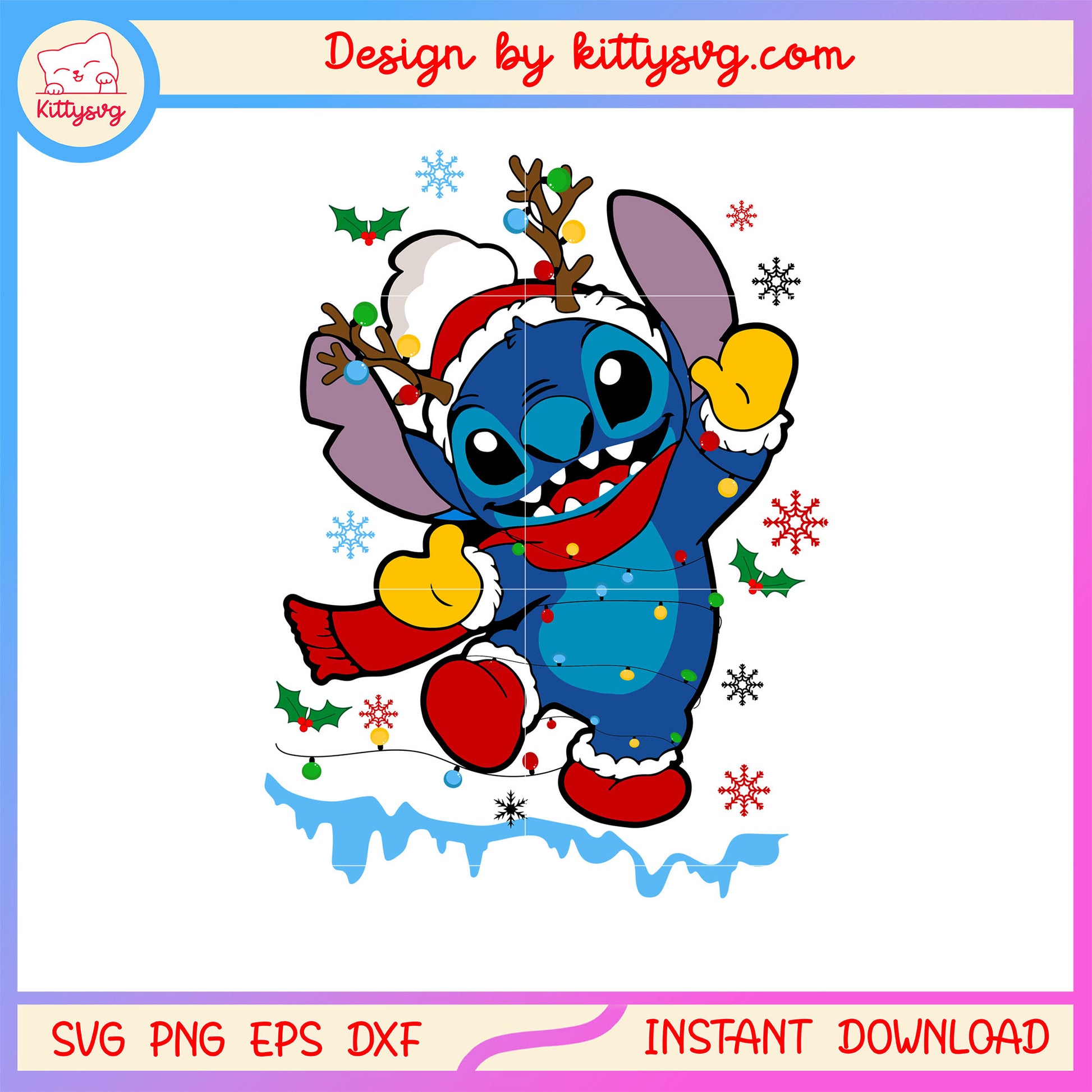 Disney stitch happy christmas design svg, disney lilo stitch svg