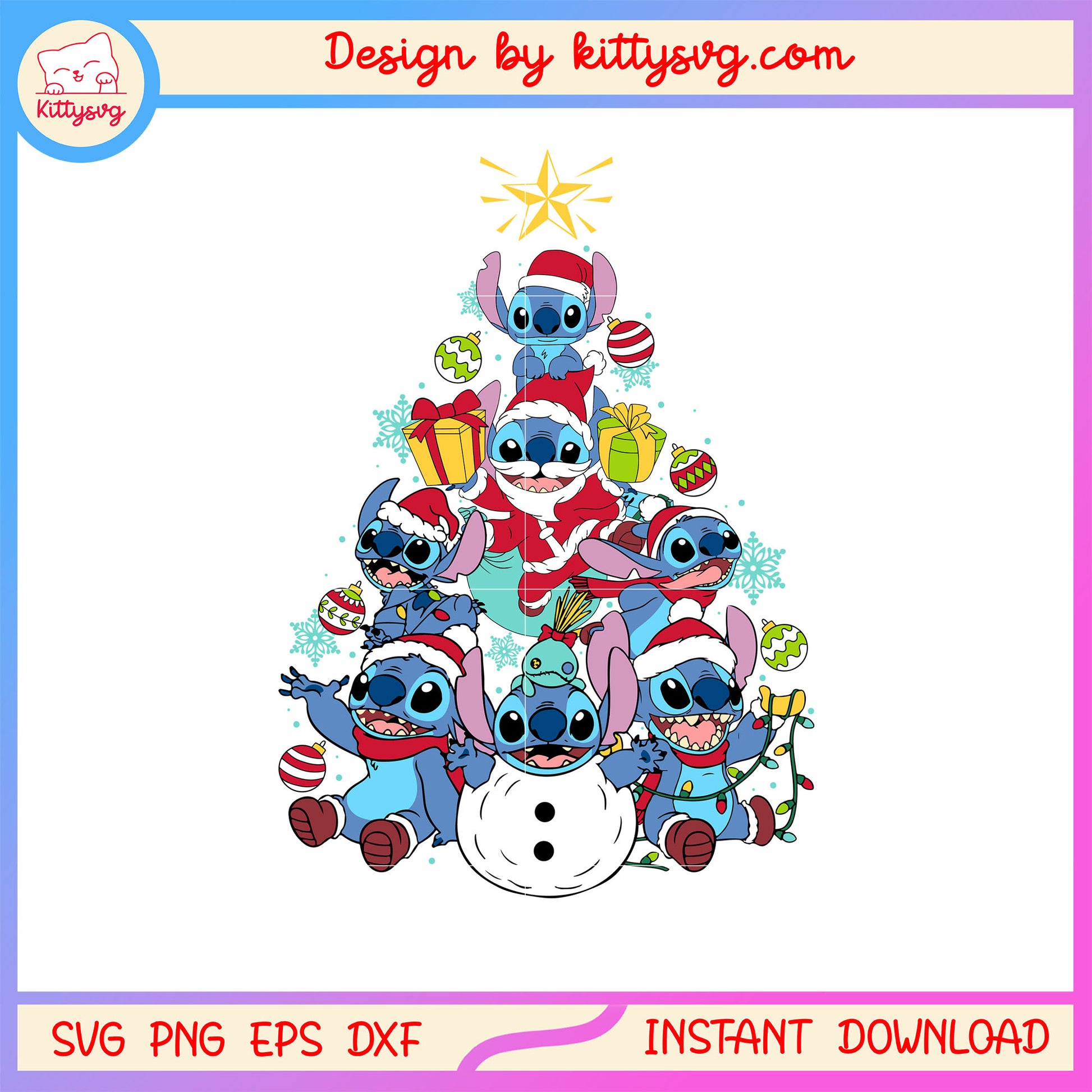 Disney stitch lilo cartoon christmas decor svg, stitch christmas svg