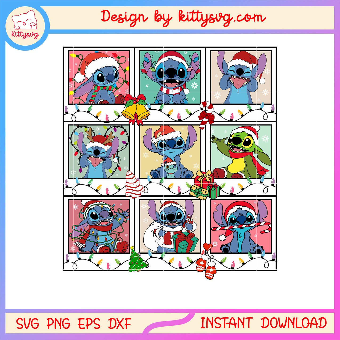 Disney stitch lilo christmas card clipart svg, christmas stitch svg