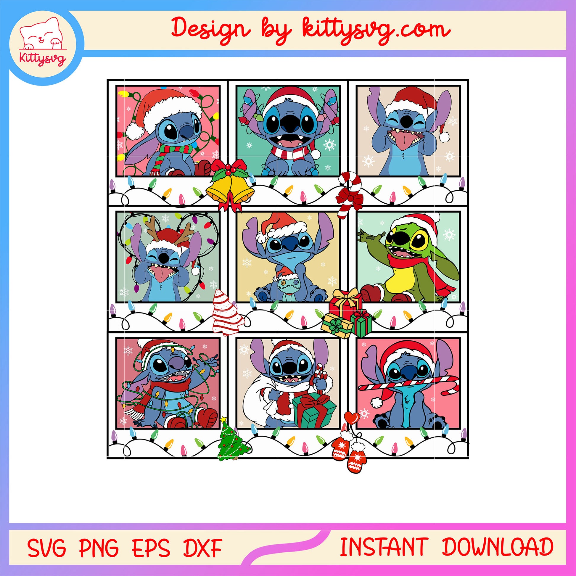 Disney stitch lilo christmas card clipart svg, christmas stitch svg