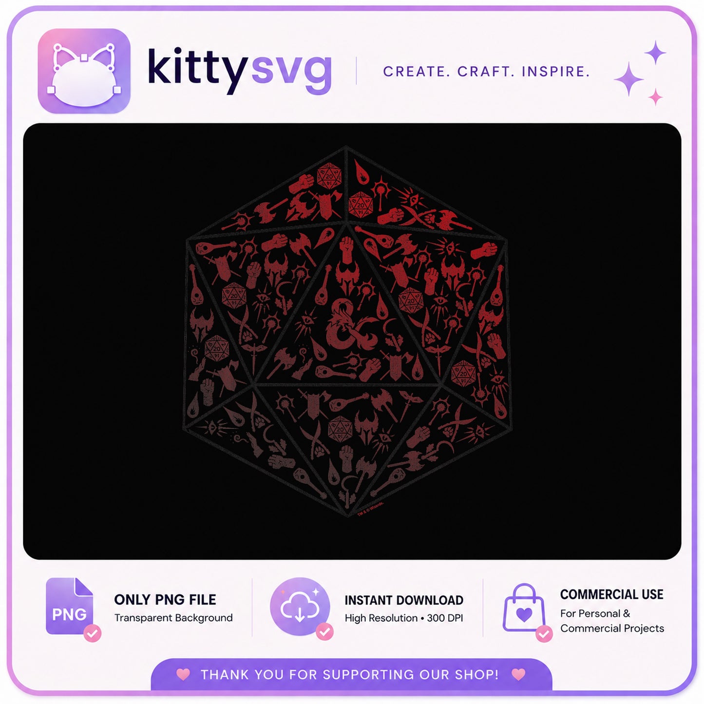 DnD D20 Dice Bundle PNG, Dungeons And Dragons PNG, RPG PNG