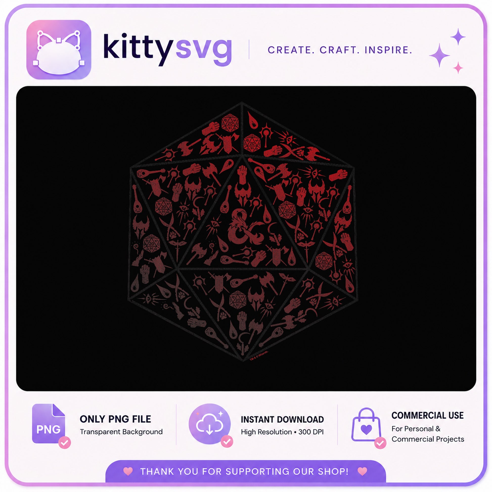 DnD D20 Dice Bundle PNG, Dungeons And Dragons PNG, RPG PNG