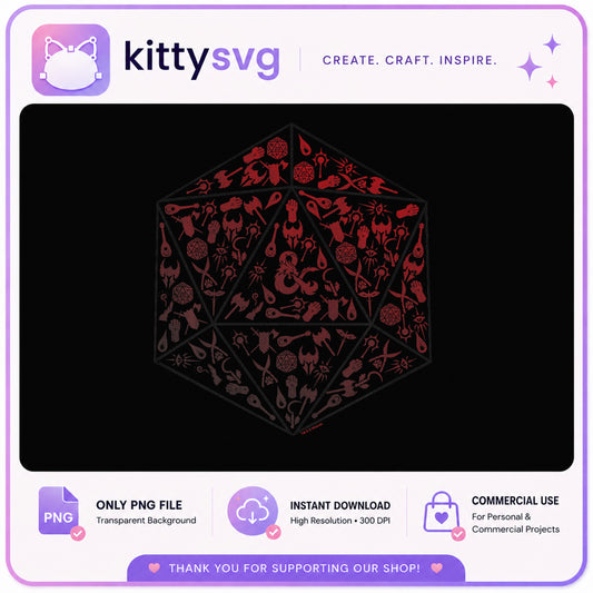 DnD D20 Dice Bundle PNG, Dungeons And Dragons PNG, RPG PNG