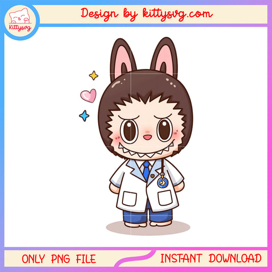 Docter labubu doll cosplay design png, labubu clothing png