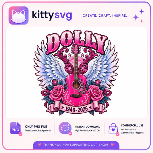 Dolly Parton Guitar Wings PNG, Country Music PNG, Western PNG