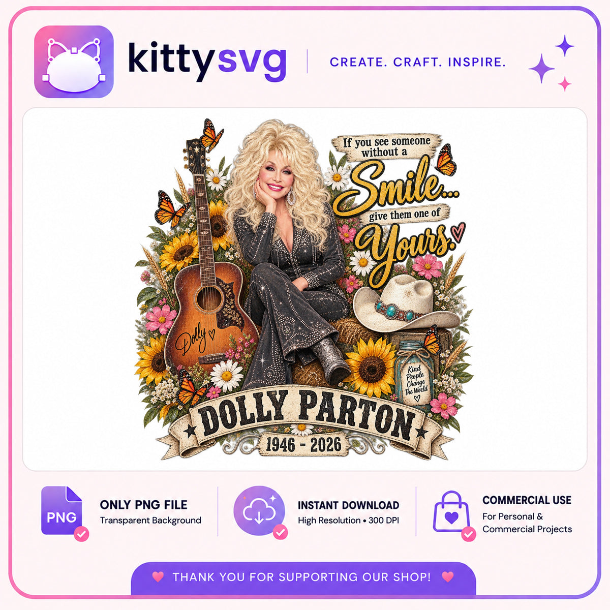 Dolly Parton PNG, Country Music Legend PNG, Western Floral PNG