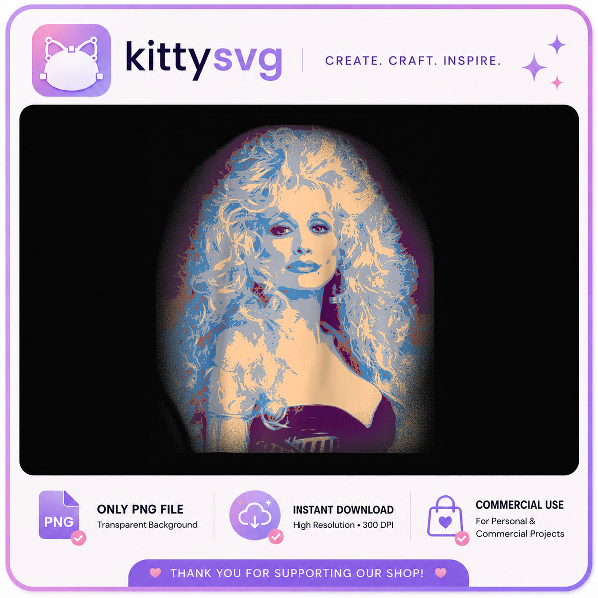 Dolly Parton PNG, Country Music Singer PNG, Retro Pop Art PNG