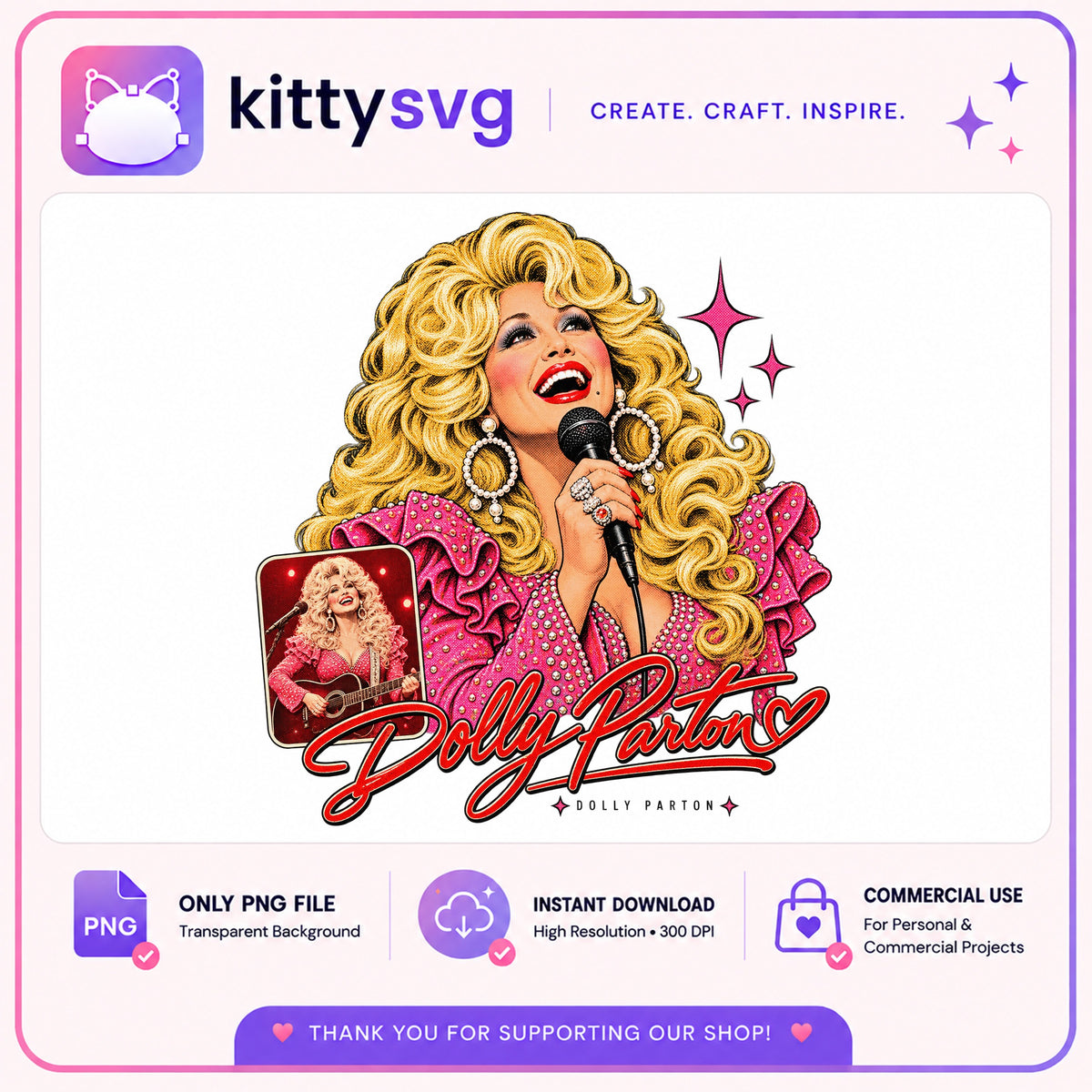Dolly Parton PNG, Country Music Singer, Retro Clipart PNG