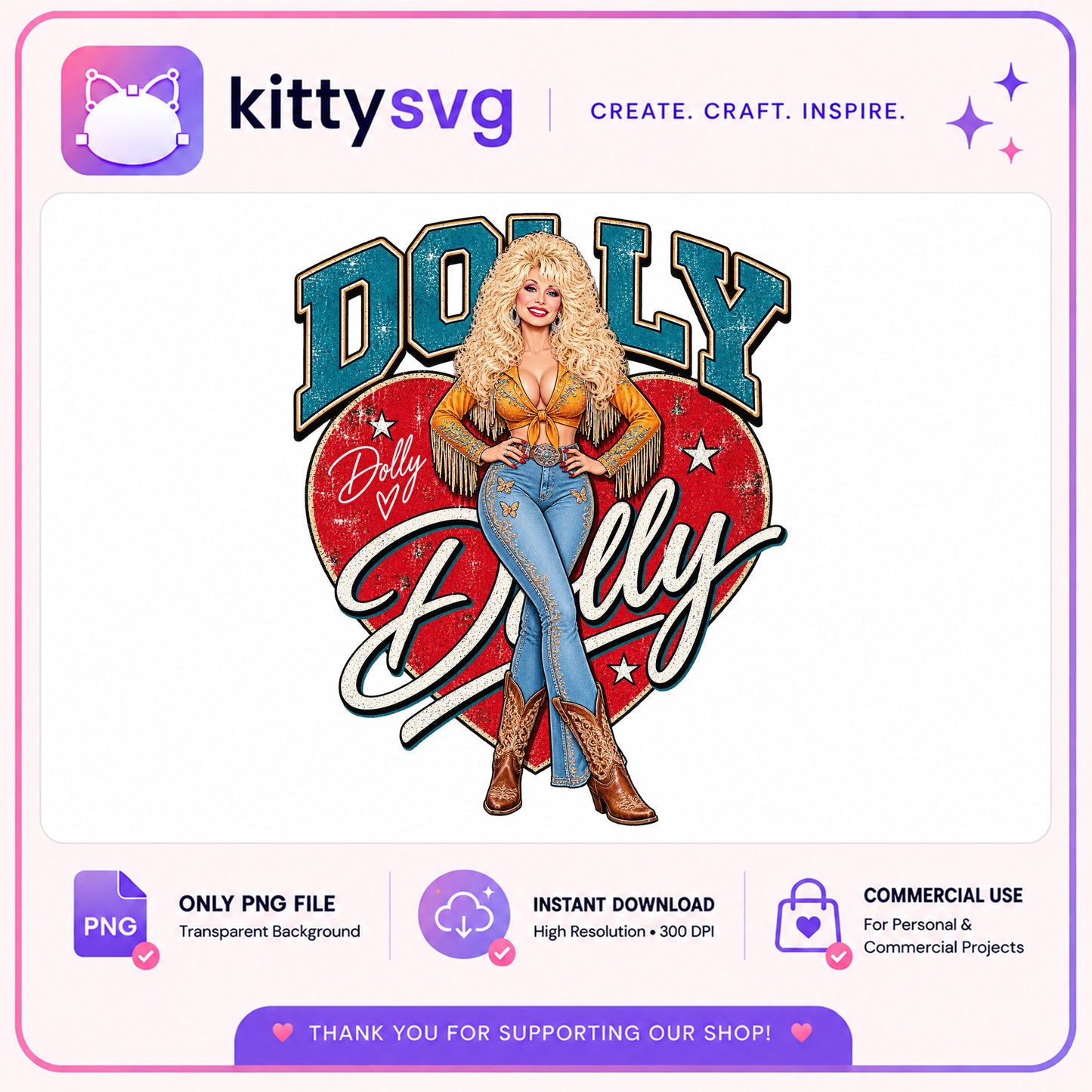 Dolly Parton PNG, Country Music Vintage PNG, Western Cowgirl PNG