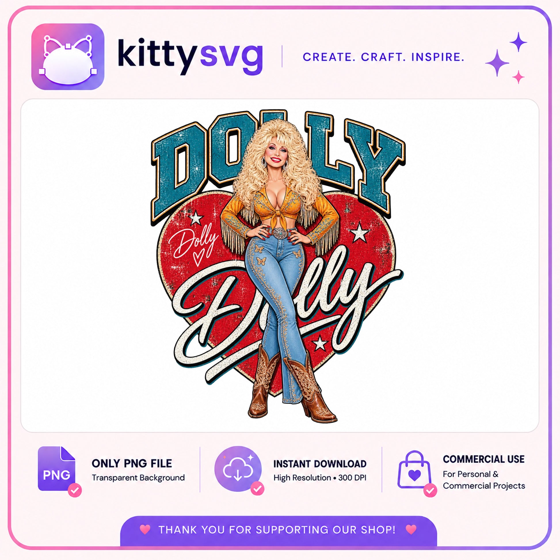 Dolly Parton PNG, Country Music Vintage PNG, Western Cowgirl PNG