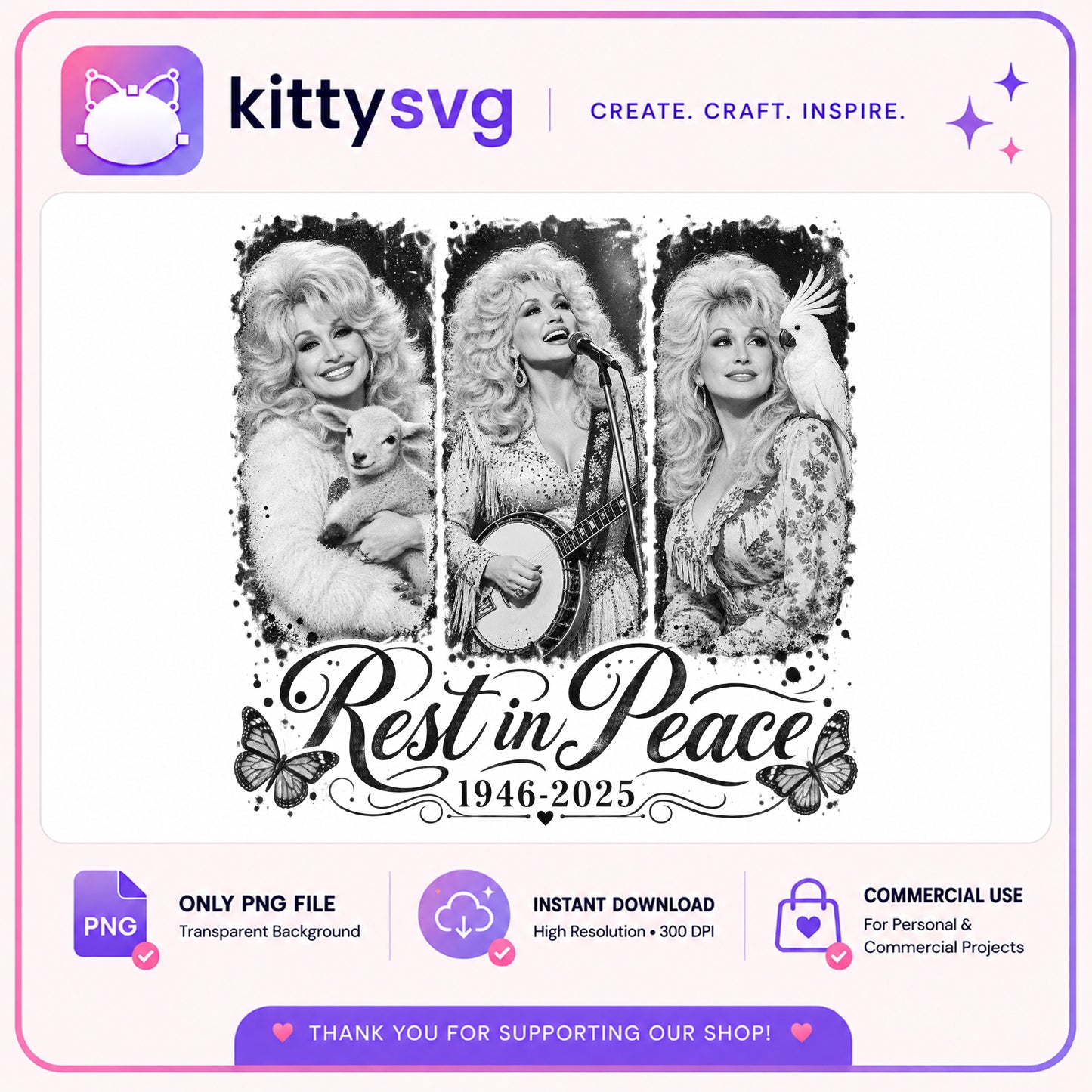 Dolly Parton Rest In Peace PNG, Country Music PNG, RIP 1946 2025 PNG
