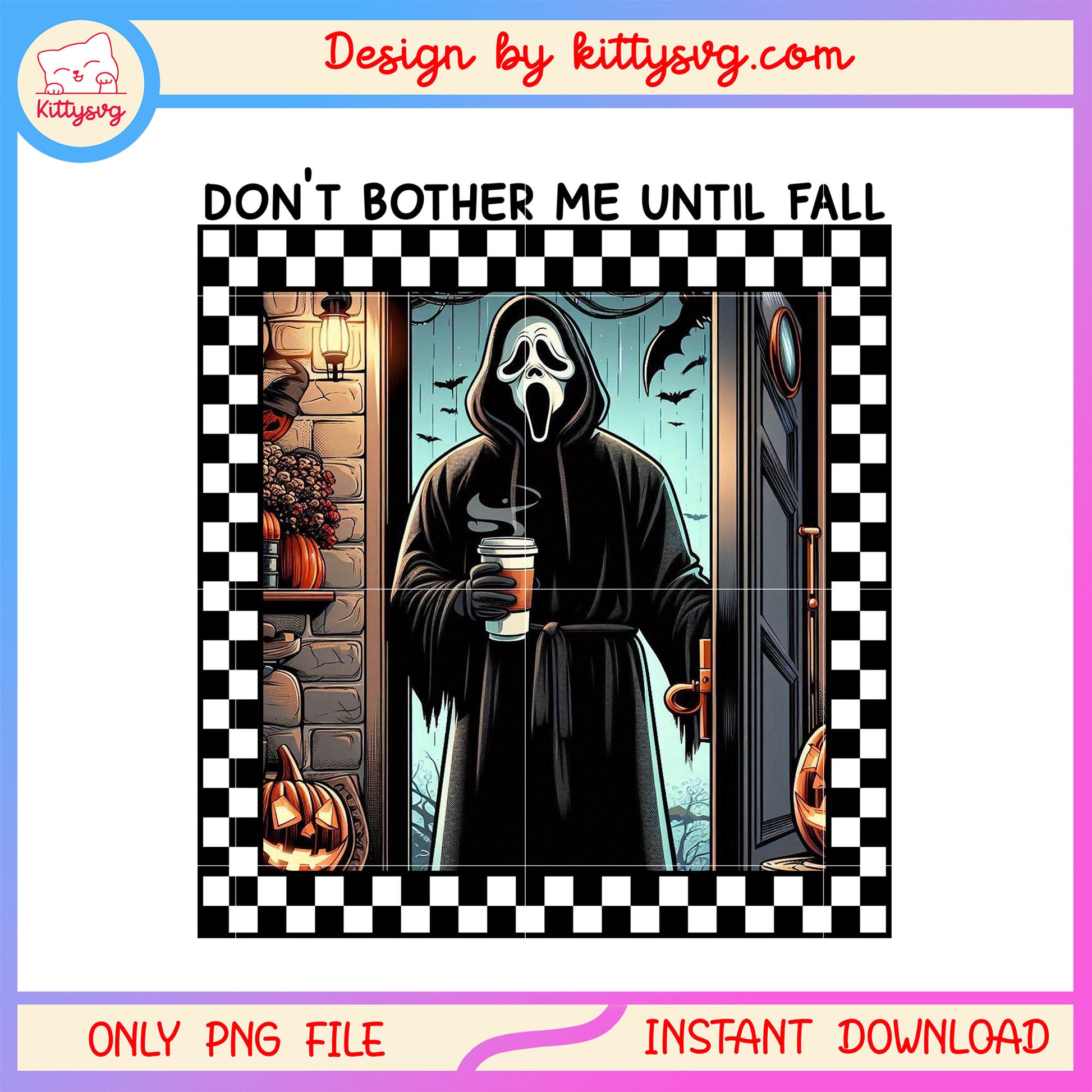 Don't bother me until fall ghostface and coffee png, Ghostface drink png