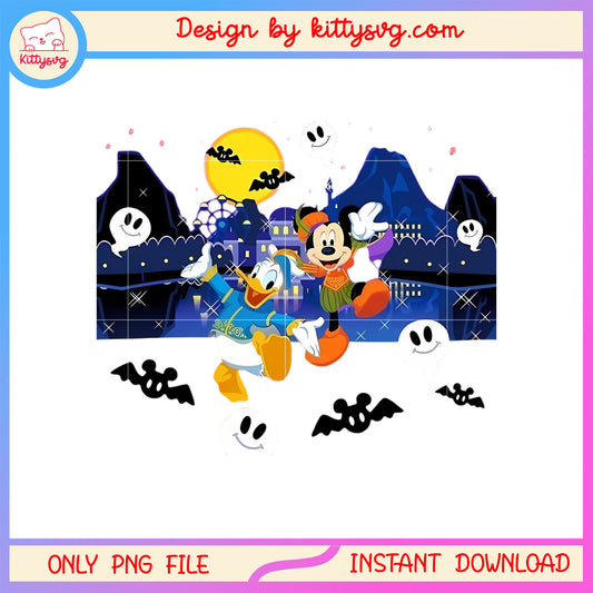 Donald and mickey halloween dancing png, mickey and donald png