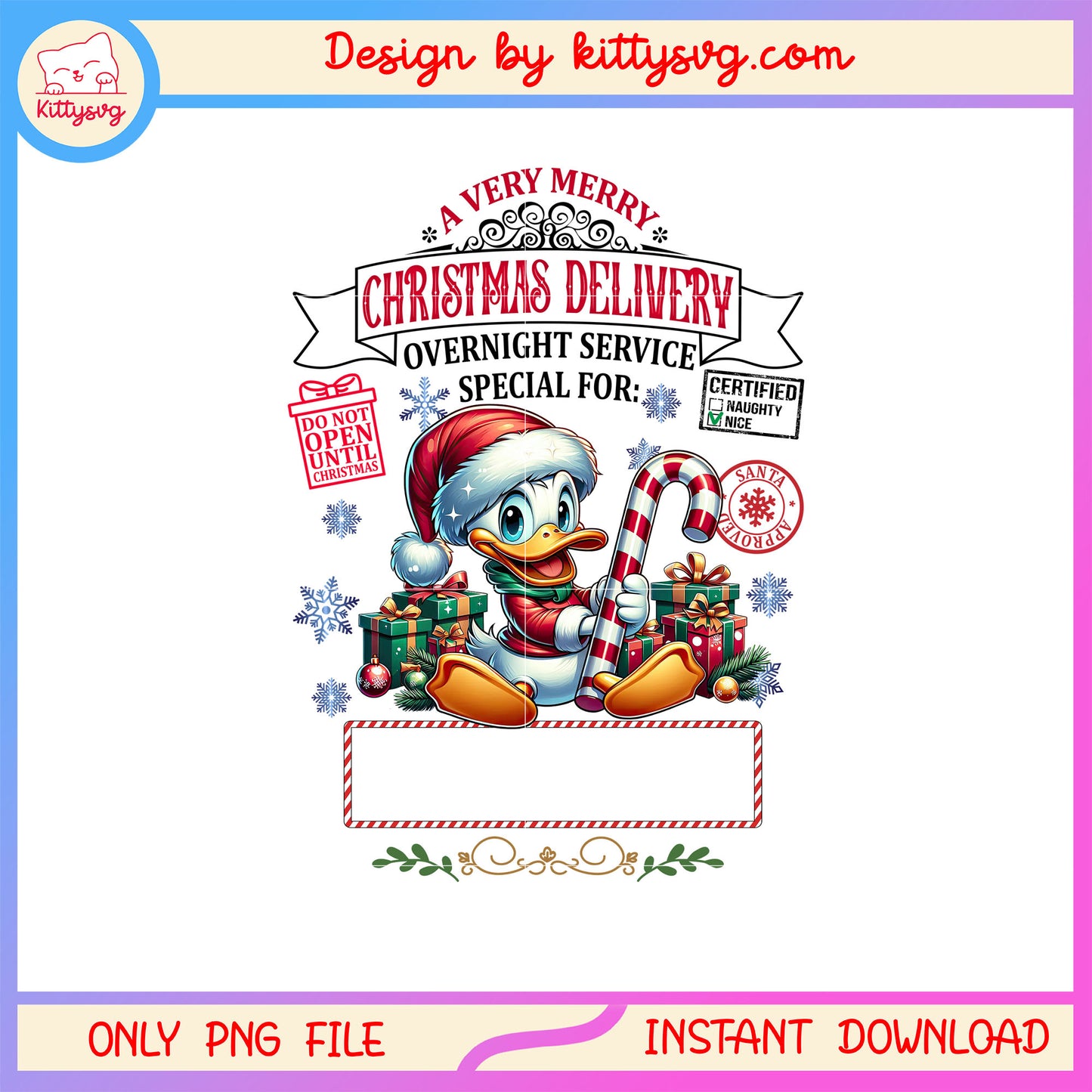Donald very merry christmas delivery png, disney donald duck png