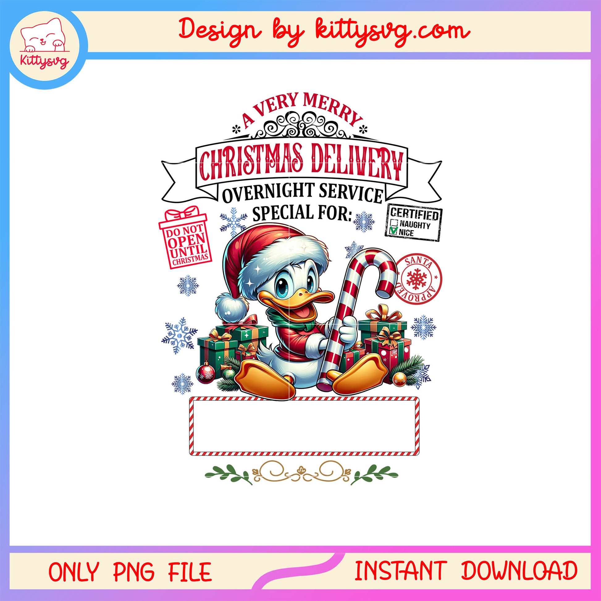 Donald very merry christmas delivery png, disney donald duck png