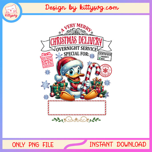 Donald very merry christmas delivery png, disney donald duck png