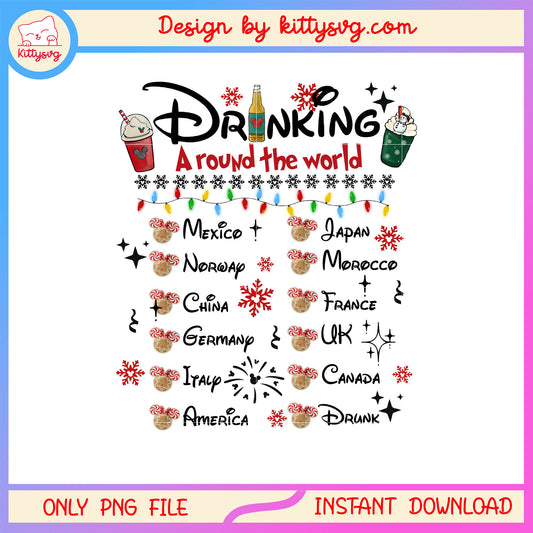 Drinking around the world xmas list png, happy merry christmas png