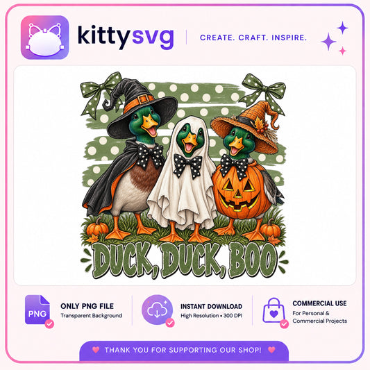 Duck Duck Boo Halloween PNG, Funny Duck Halloween PNG, Fall PNG
