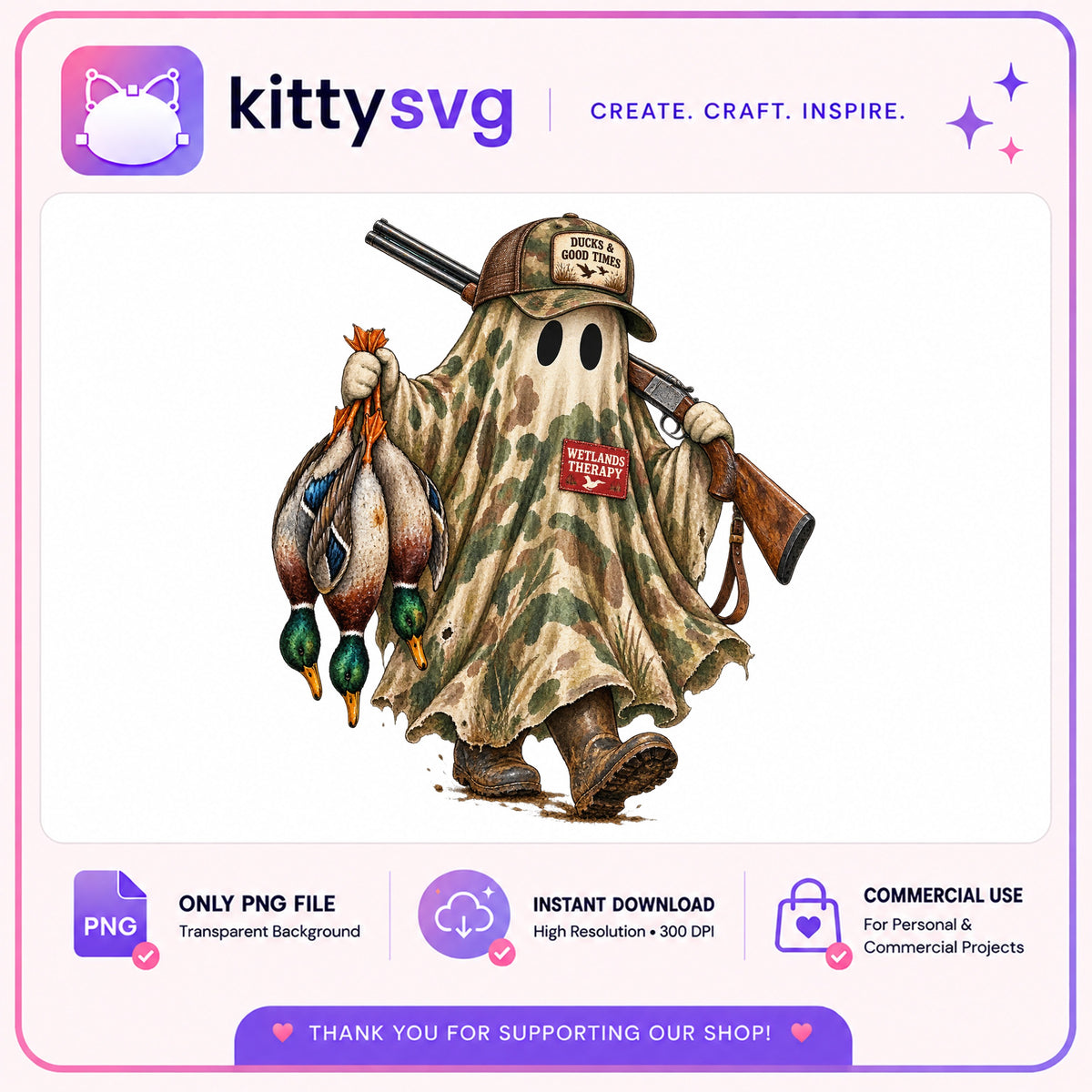 Duck Hunter Ghost PNG, Hunting Ghost Clipart, Halloween PNG