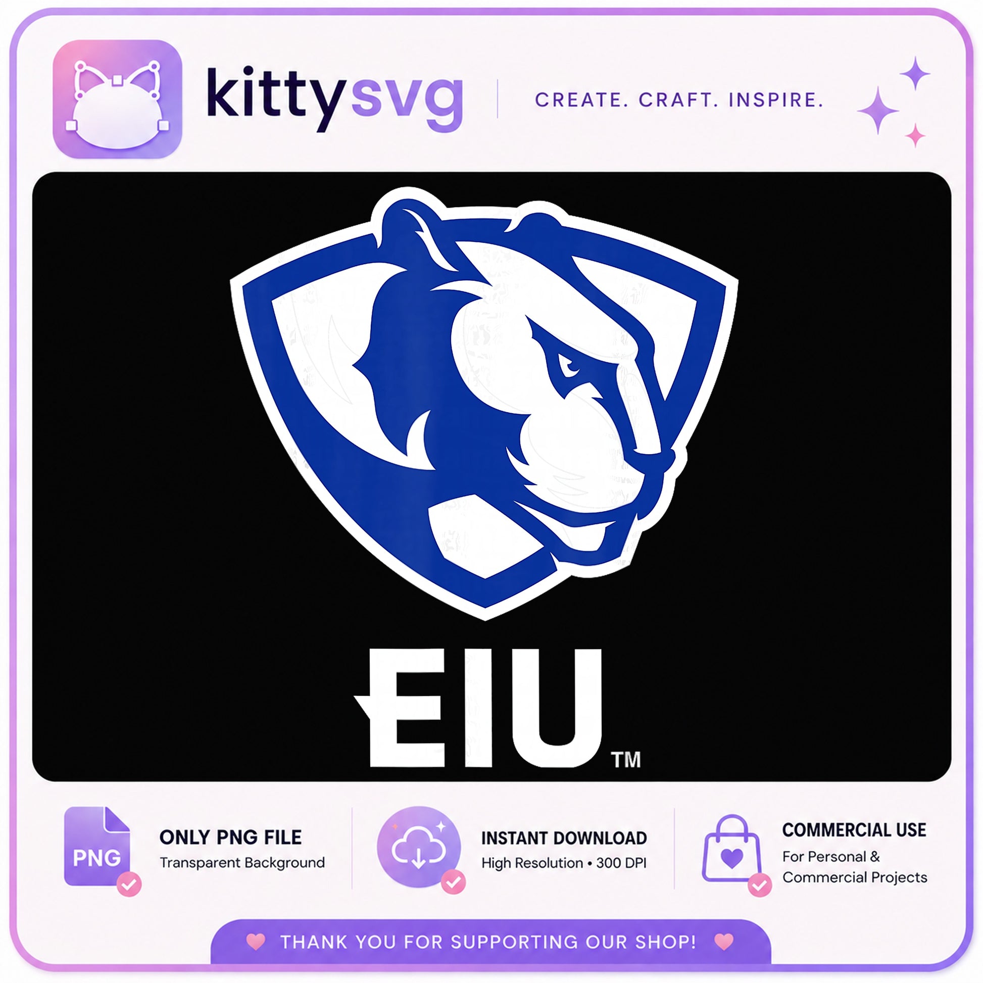 EIU Panthers Logo PNG, Eastern Illinois University PNG, Panther Mascot PNG