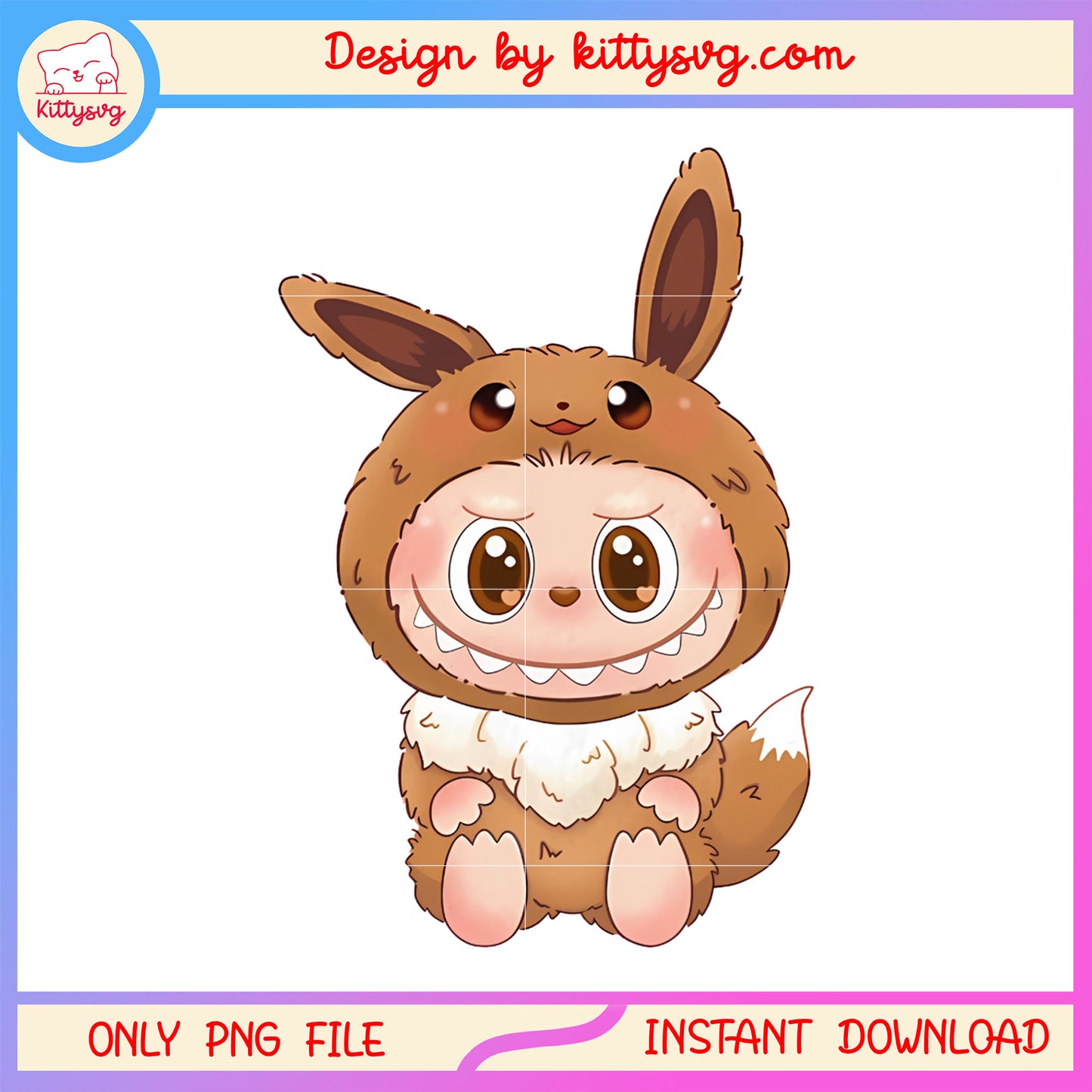 Eevee labubu costume design png, pokemon png, the monsters png