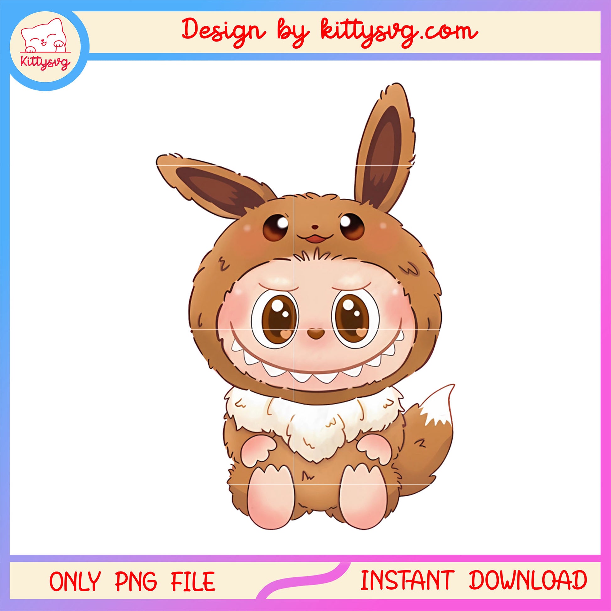 Eevee labubu costume design png, pokemon png, the monsters png