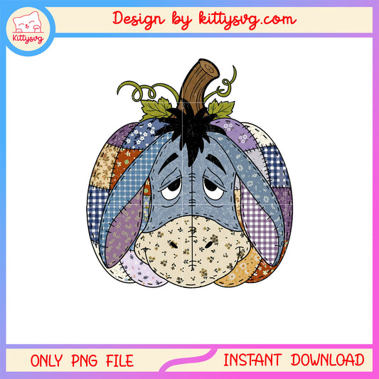 Eeyore character patchwork pumpkin png, disney characters png