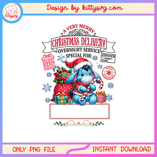 Eeyore very merry christmas delivery png, eeyore winnie the pooh png
