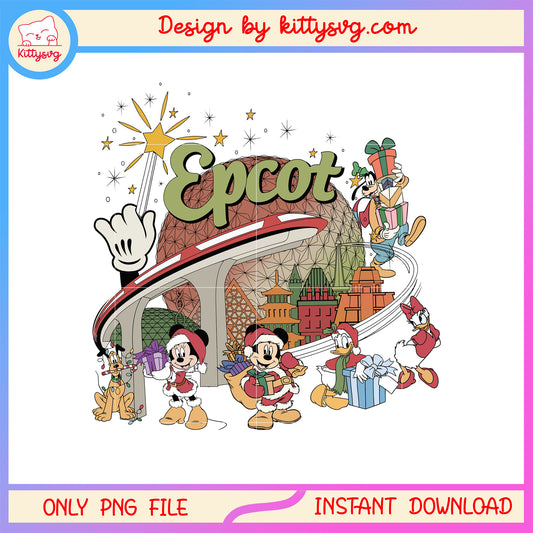 Epcot world disney mickey friends png, happy christmas movie png
