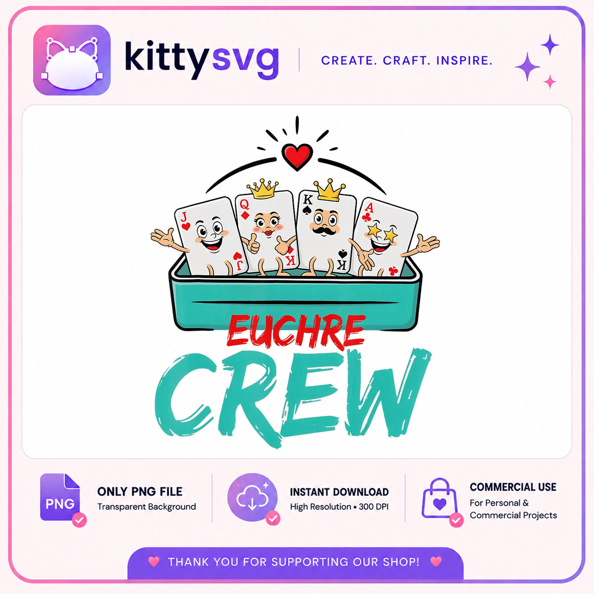 Euchre Crew PNG, Card Game Playing Cards PNG, Funny Euchre PNG