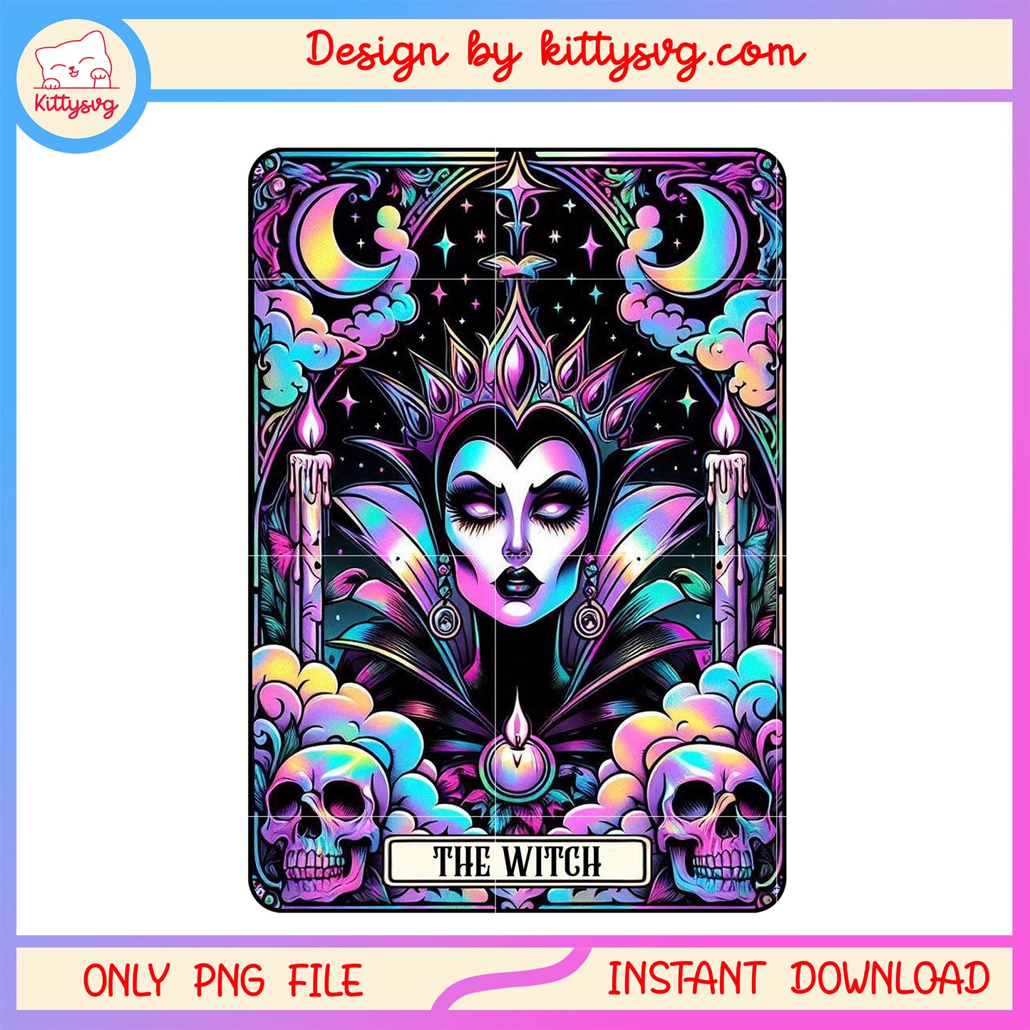 Evil queen the witch custom horror tarot card png, evil queen png, tarot card png