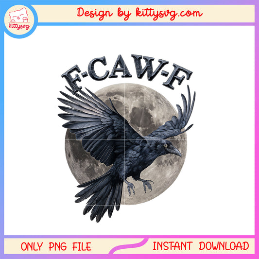 F-caw-f crow and moon design png, crow png, trending png