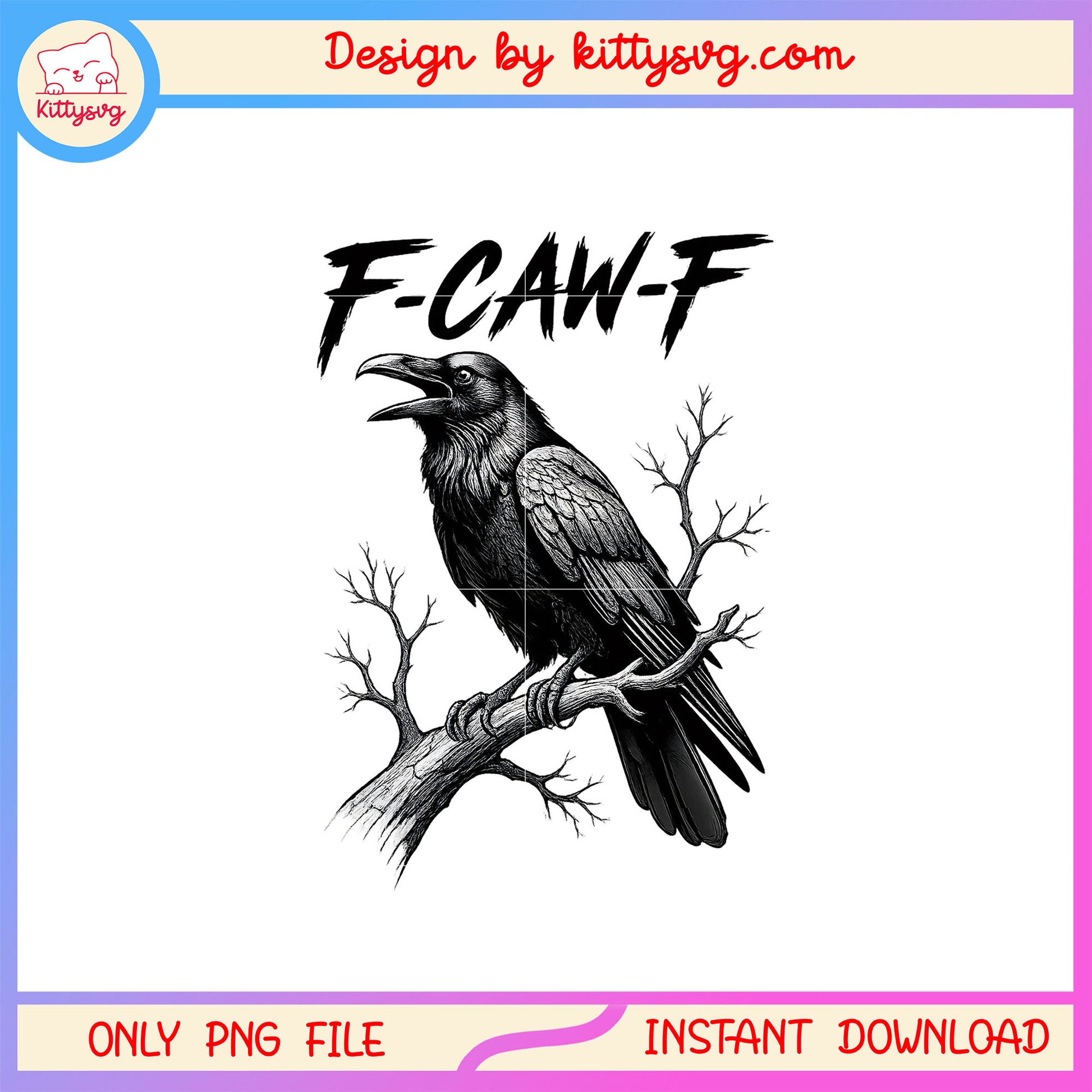 F-caw-f crow funny black design png, dark humor black bird png