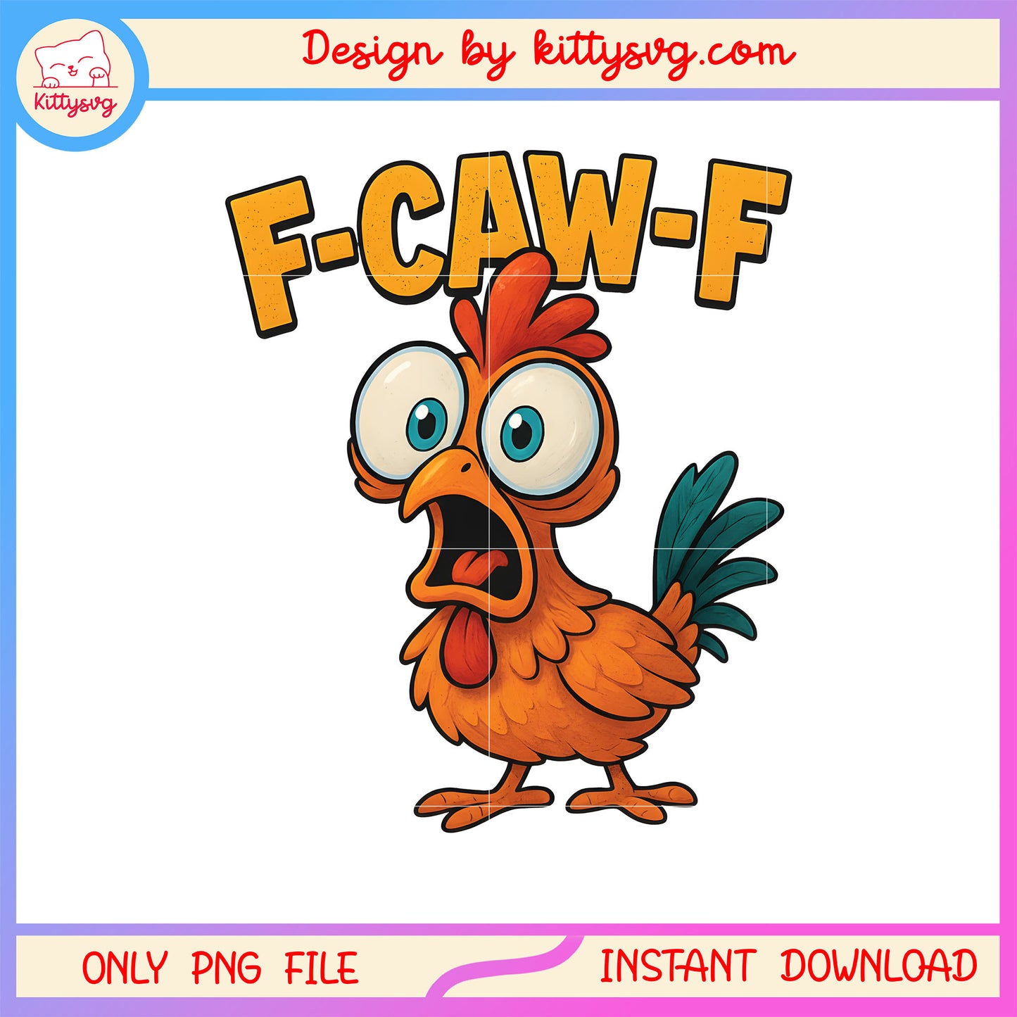 F-caw-f rooster funny cartoon-style illustration png, f-caw-f png