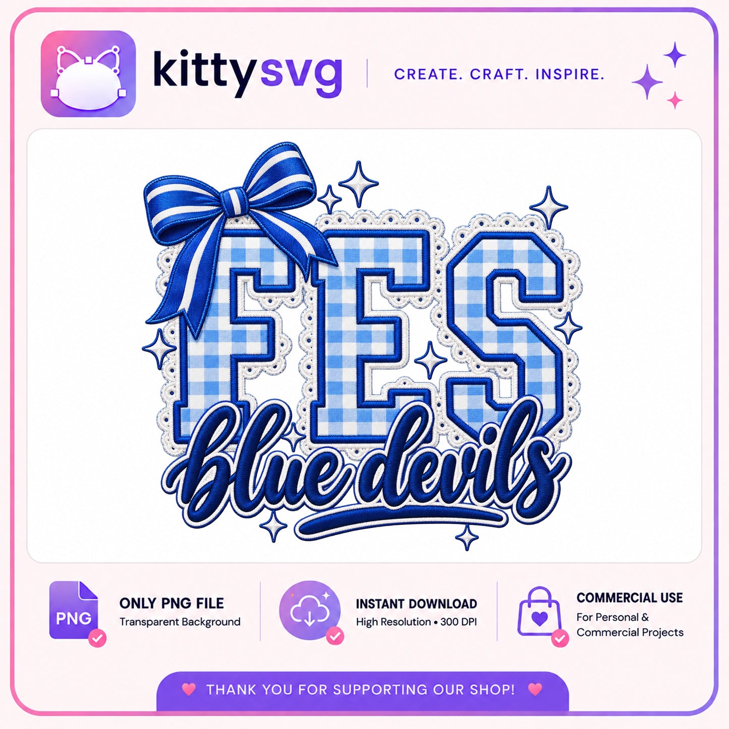 FES Blue Devils PNG, School Spirit Mascot PNG, Cheer Team PNG