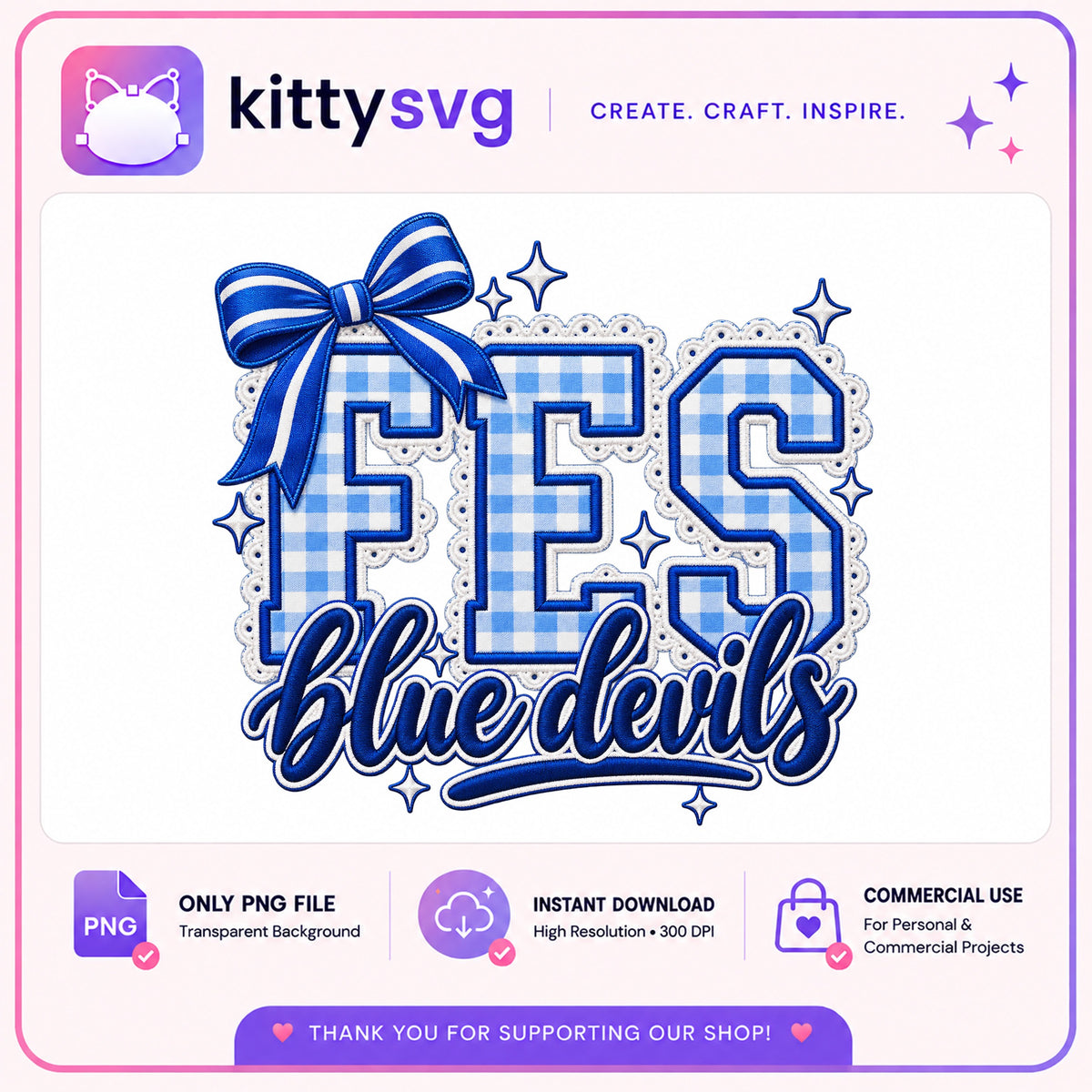 FES Blue Devils PNG, School Spirit Mascot PNG, Cheer Team PNG