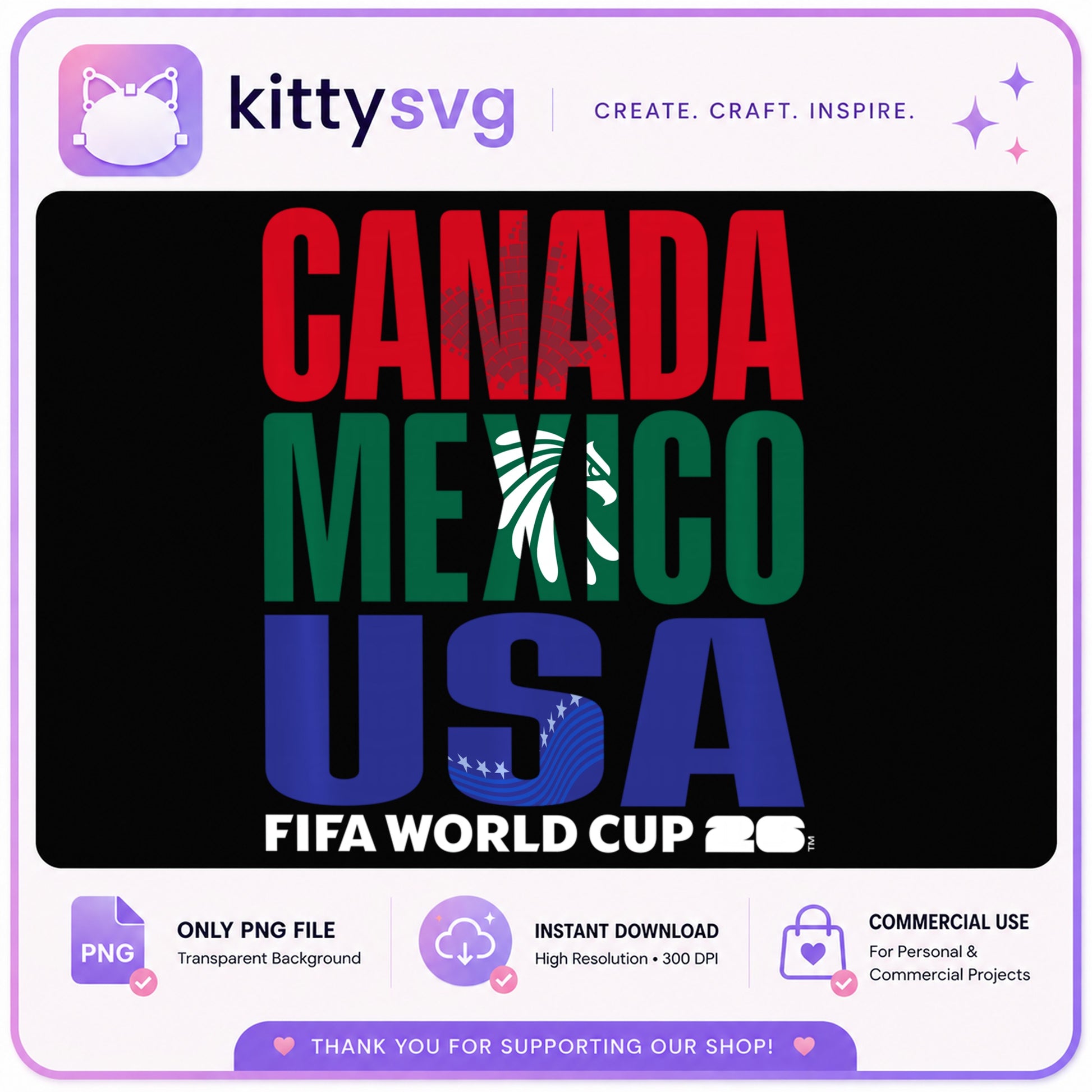 FIFA World Cup 2026 PNG, Canada Mexico USA Soccer PNG, Football PNG