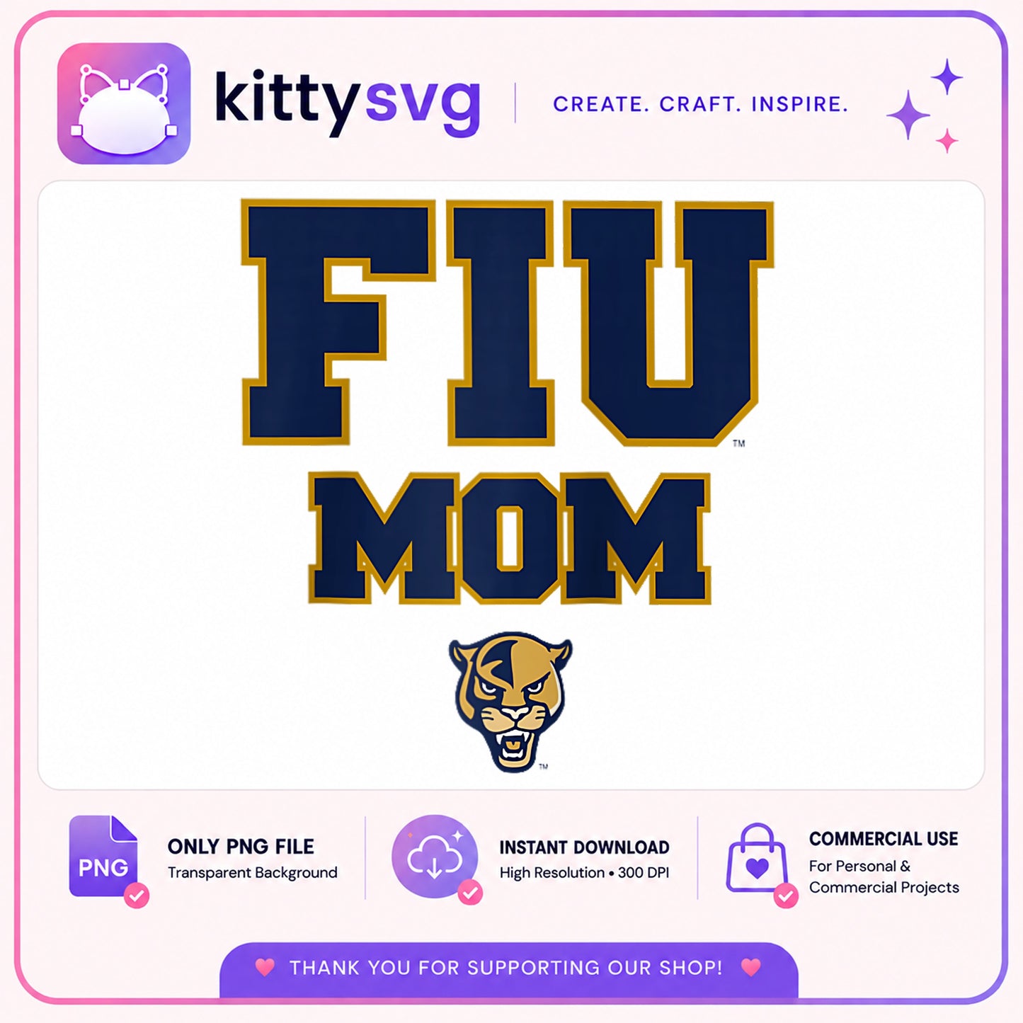 FIU Mom PNG, Florida International University Mom, College Mom PNG