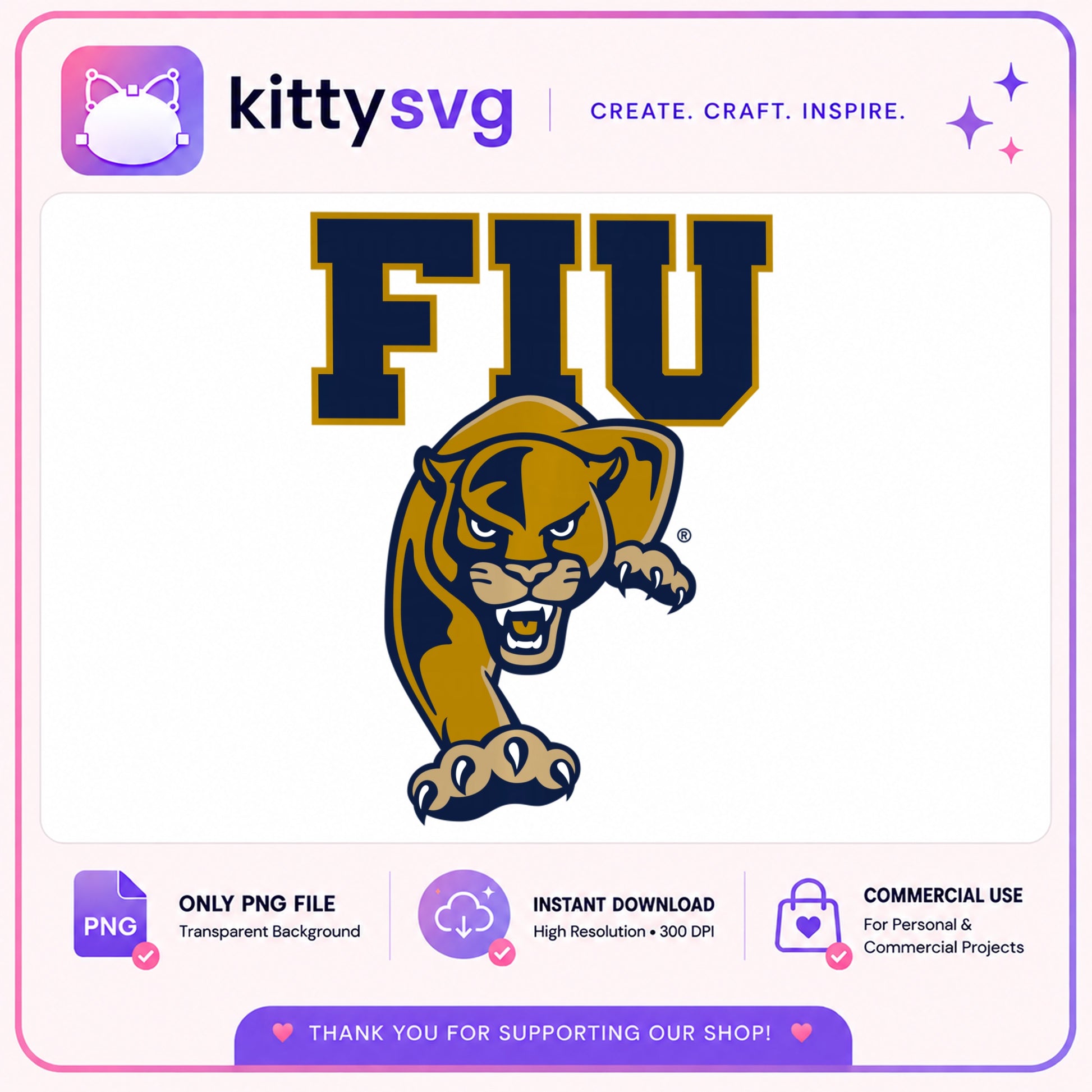 FIU Panthers PNG, Florida International University PNG, Panther Mascot PNG