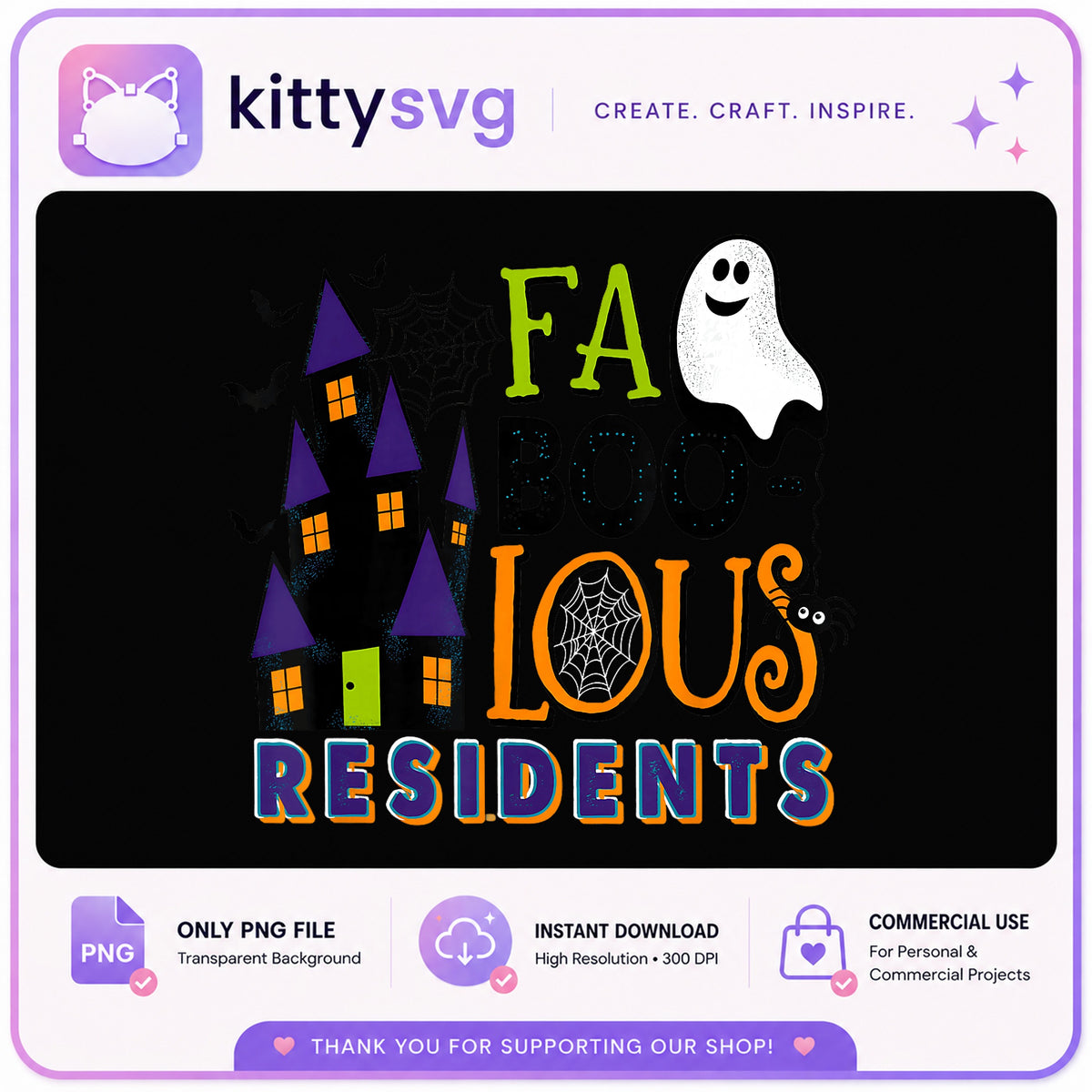 Faboolous Residents Halloween PNG, Ghost Haunted House PNG, Halloween PNG