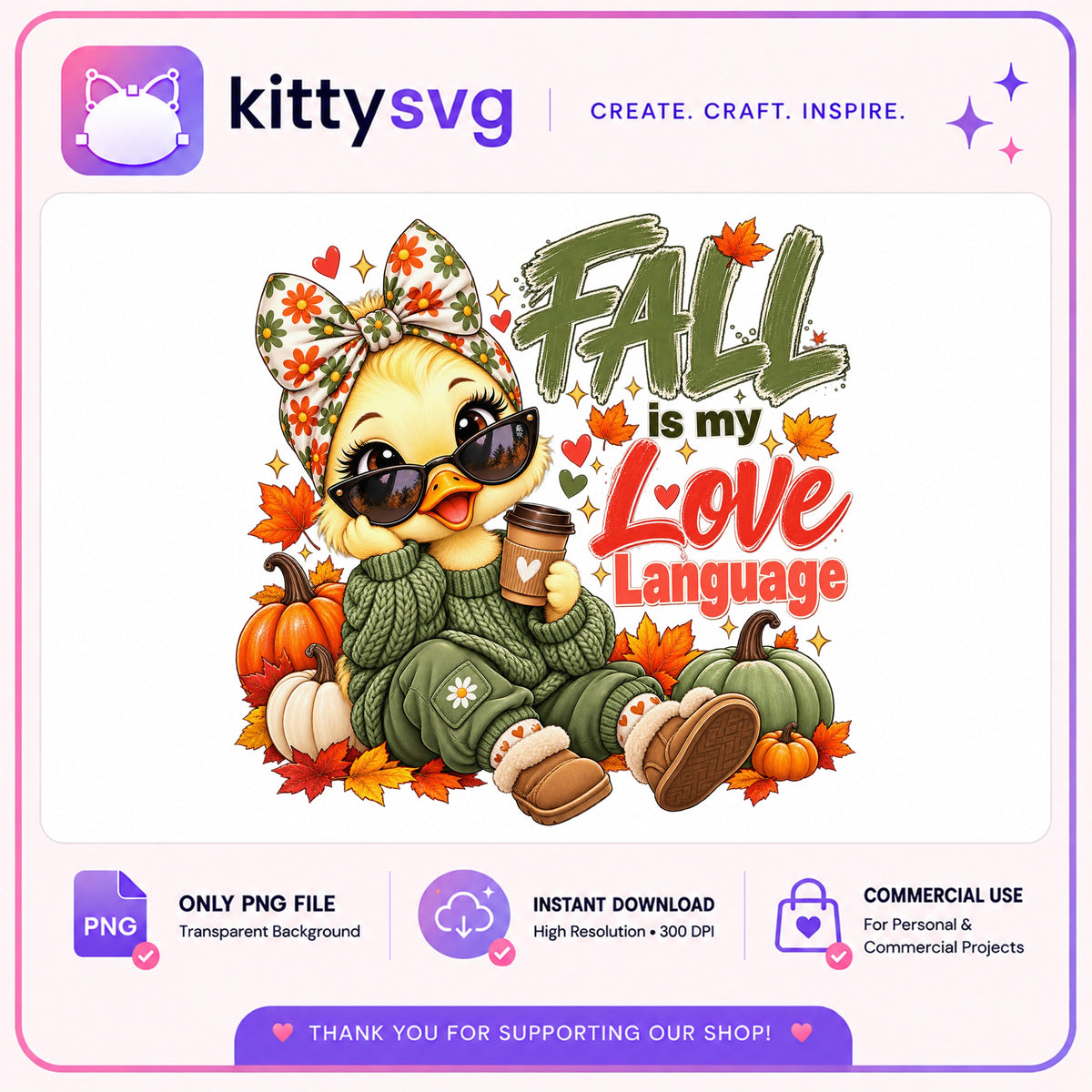 Fall Is My Love Language PNG, Cute Duck Fall PNG, Autumn PNG