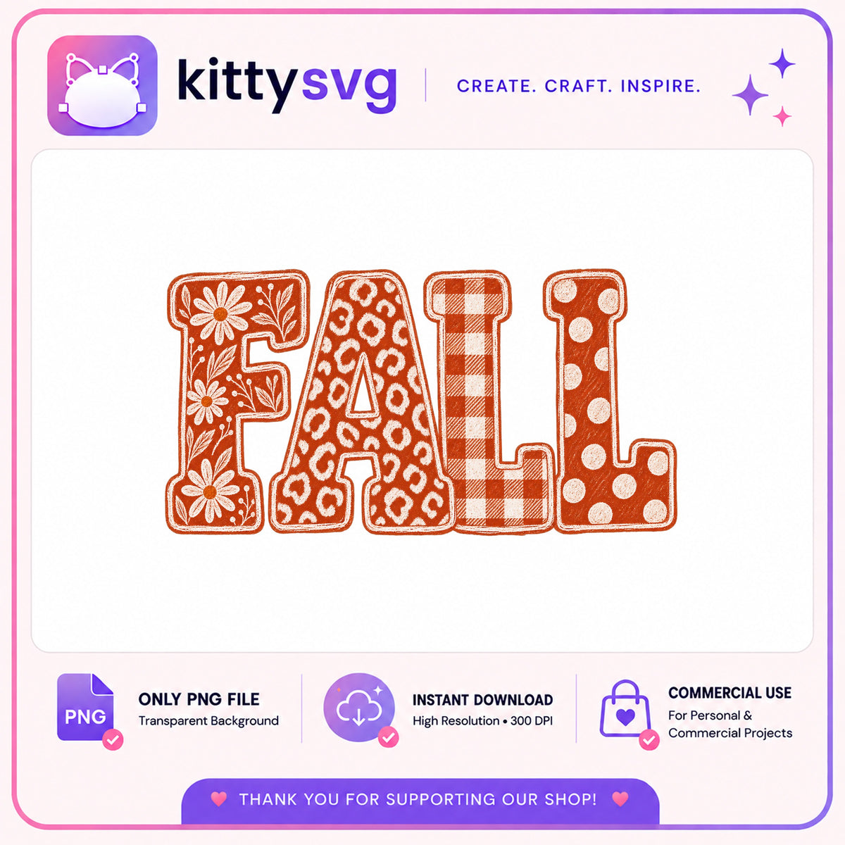Fall Leopard Plaid Floral Letters PNG, Fall Autumn PNG, Thanksgiving PNG