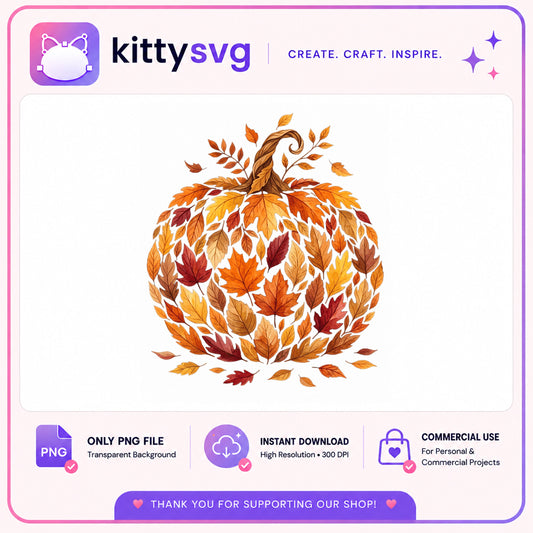 Fall Pumpkin Leaves PNG, Autumn Pumpkin Clipart, Thanksgiving PNG
