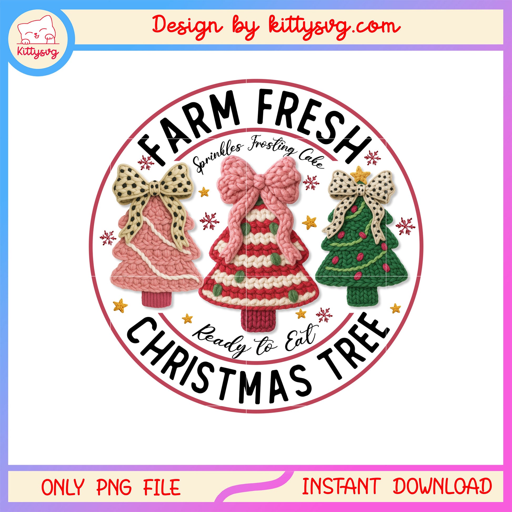 Farm fresh christmas tree circle frame crochet png, x mas tree png