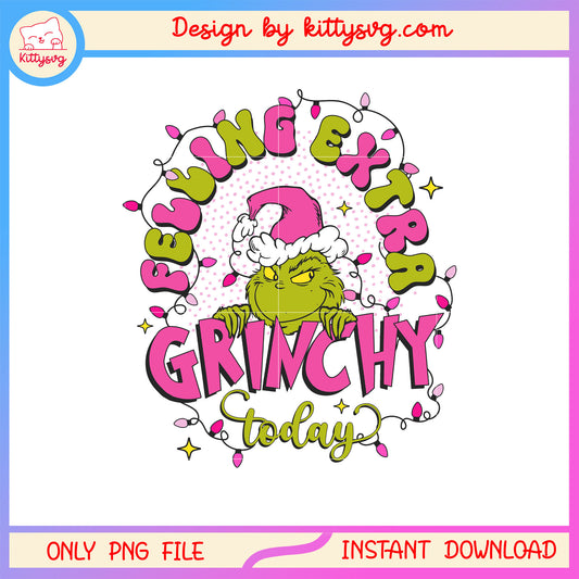 Feeling extra grinchy today pink christmas png, merry xmas png