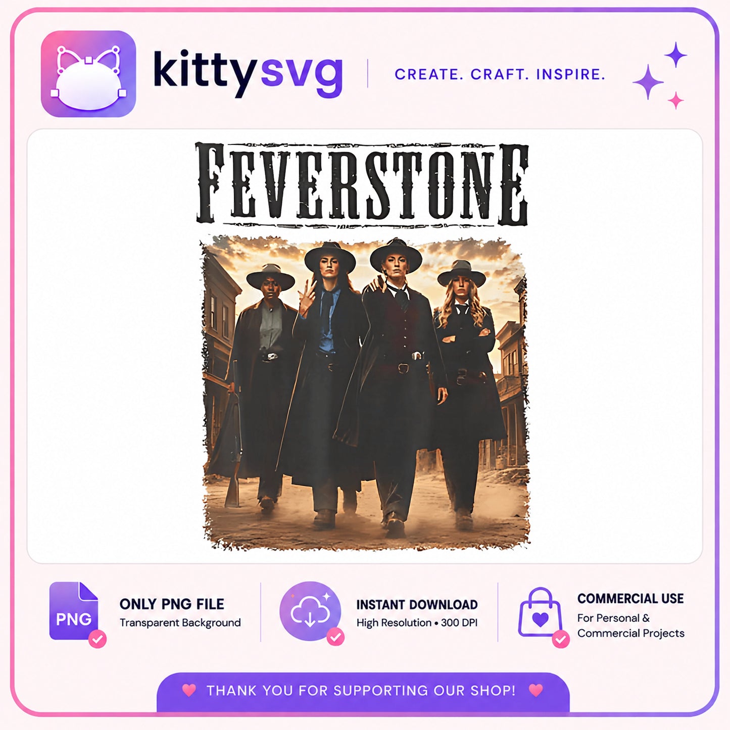 Feverstone Western Women PNG, Wild West Cowgirl PNG, Vintage PNG