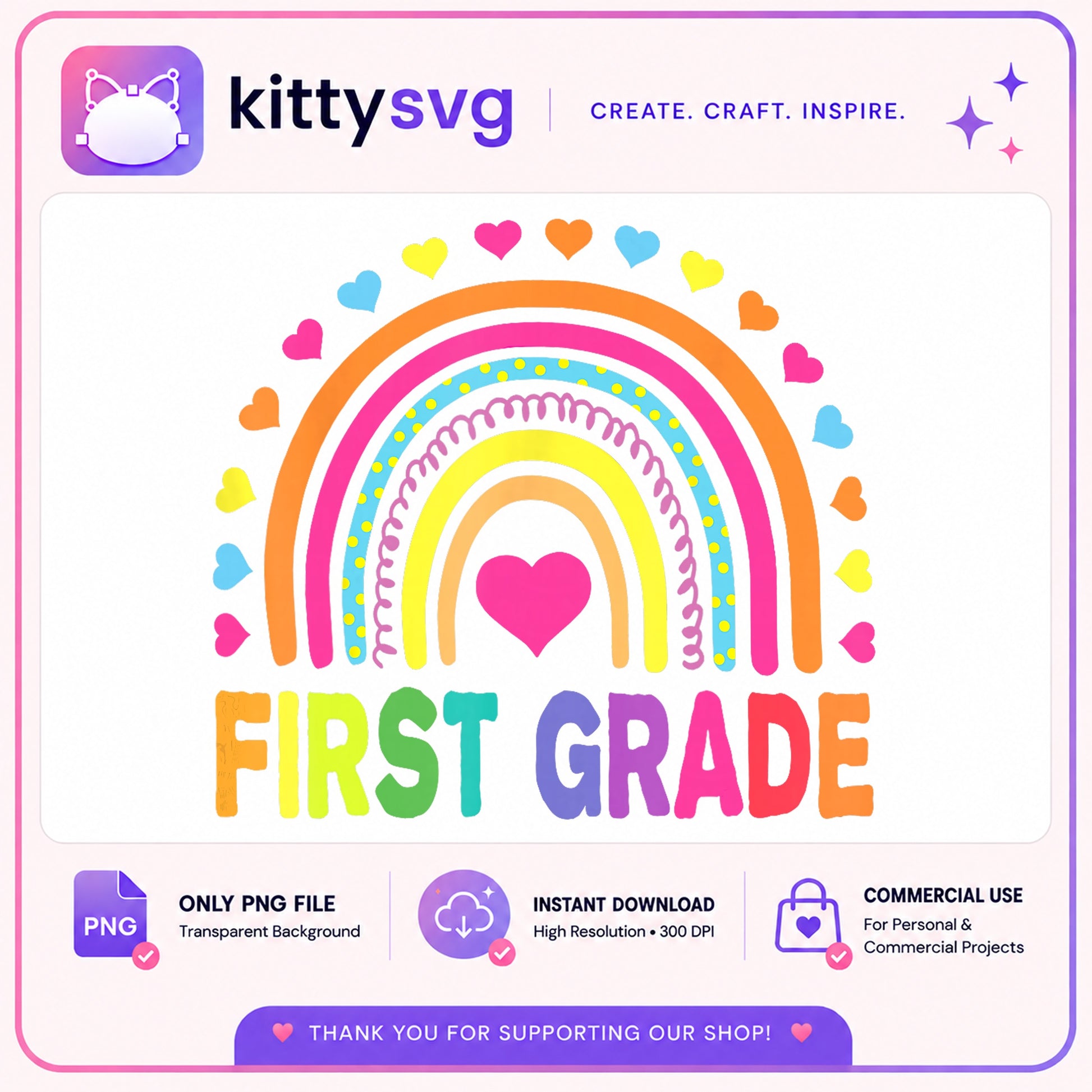 First Grade Rainbow PNG, Back To School PNG, Teacher PNG