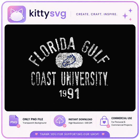 Florida Gulf Coast University PNG, FGCU Vintage 1991, College PNG
