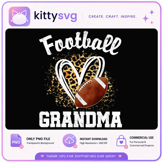 Football Grandma PNG, Leopard Heart Football Shirt, Game Day PNG